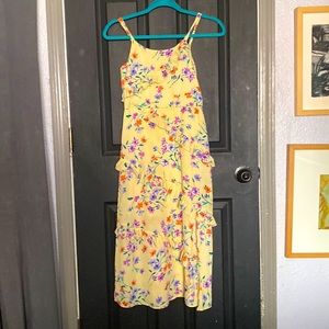 Girls spring spaghetti strap dress. Long. Floral colors. Size 10